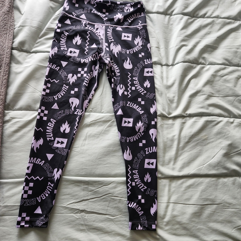 Zumba Fitness Black and Purple Graphic Leggings